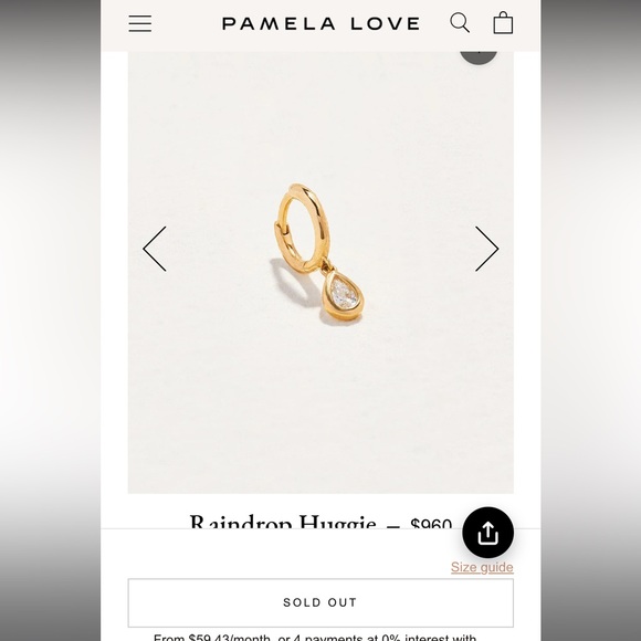 Pamela Love Diamond Raindrop Huggie (Single) - Picture 2 of 10